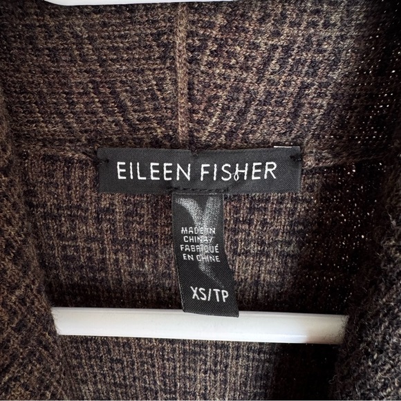 Eileen Fisher Open Front Waterfall Cardigan Merino Wool Long Sleeve Minimalist - Picture 5 of 6